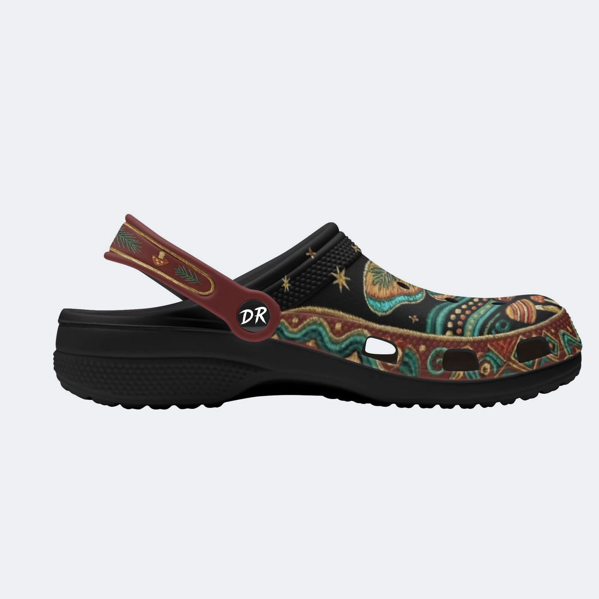 Vintage Mushroom Forest Moth Print Fleece-Lined Clogs