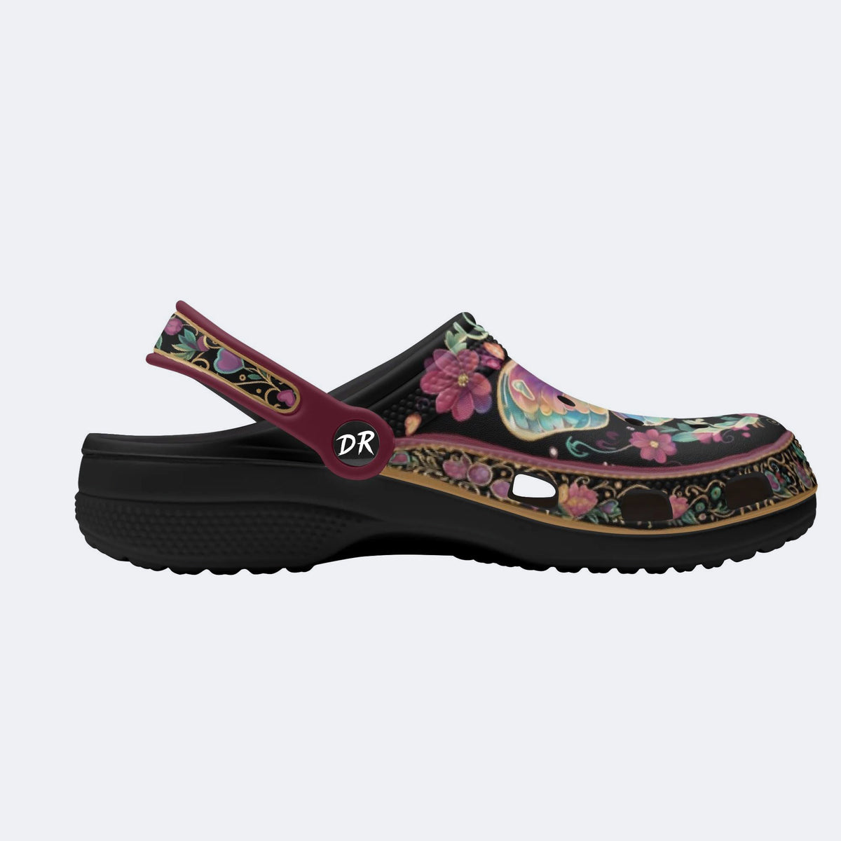 Romantic Psychedelic Butterfly Wreath Print Fleece-Lined Clogs