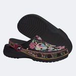 Romantic Psychedelic Butterfly Wreath Print Fleece-Lined Clogs