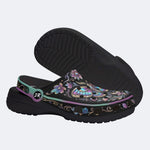 Jewel Moth Mushroom Wreath Print Fleece-Lined Clogs