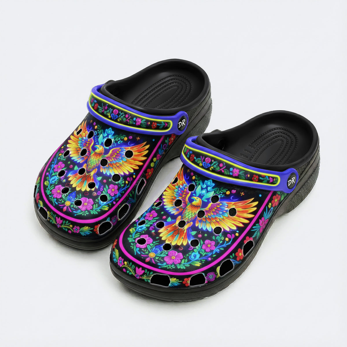 Phantom Night Eagle Print Fleece-Lined Clogs