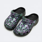 Night-lit Fluorescent Butterfly Vine Print Fleece-Lined Clogs