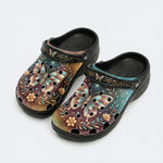 Jewel Butterfly Vintage Wreath Print Fleece-Lined Clogs