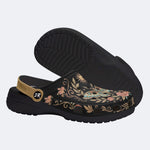 Vintage Moth Rose Print Fleece-Lined Clogs