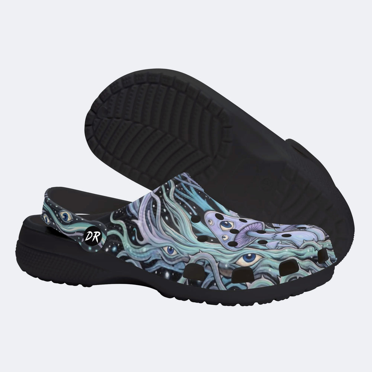 Psychedelic Forest Glowing Mushroom Print Clogs