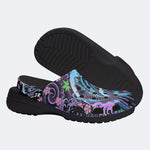 Irezumi Wave & Koi & Demon Face Print Fleece-Lined Clogs
