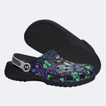 Psychedelic Mushroom Forest Moth Retro Print Clogs