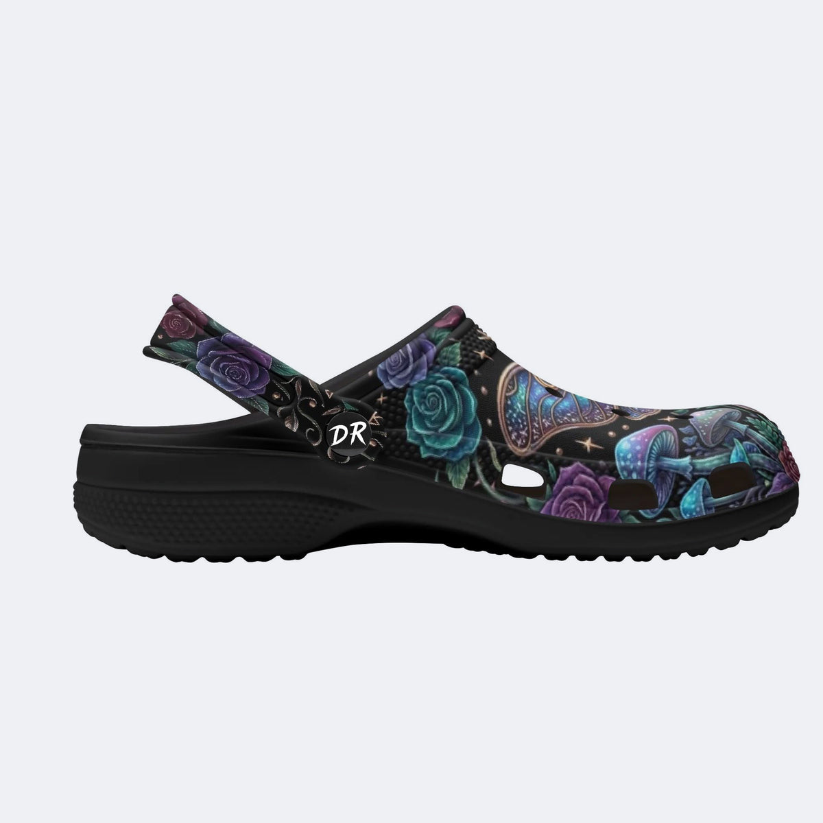 Mystery Moth Print Clogs