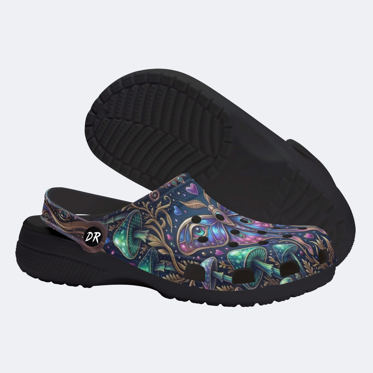 Forest Mystery Moth Print Clogs