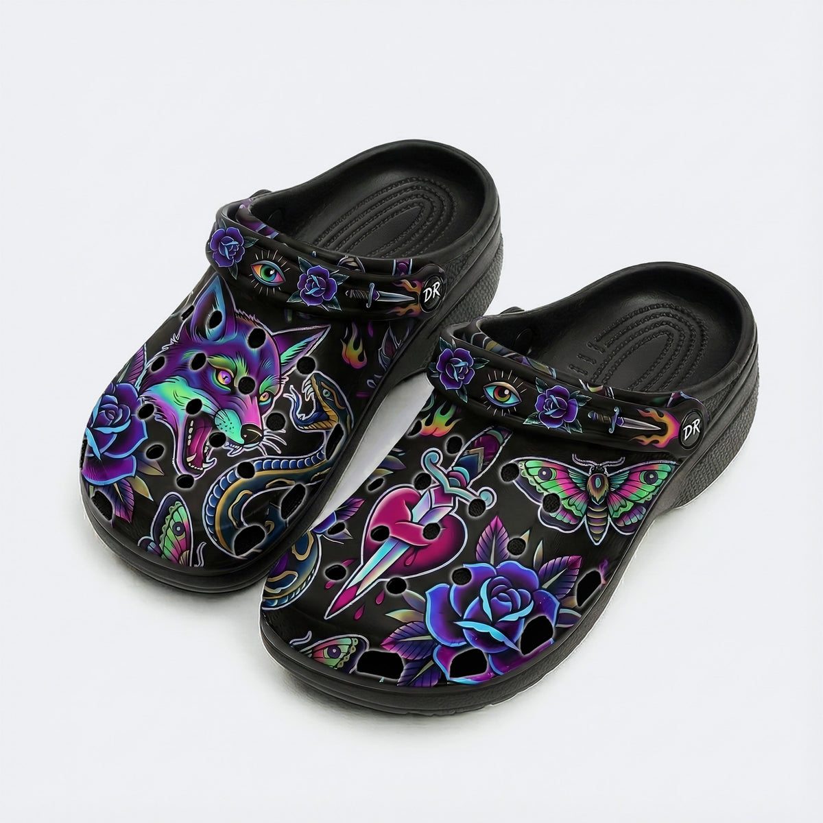 Traditional Totem Print Clogs