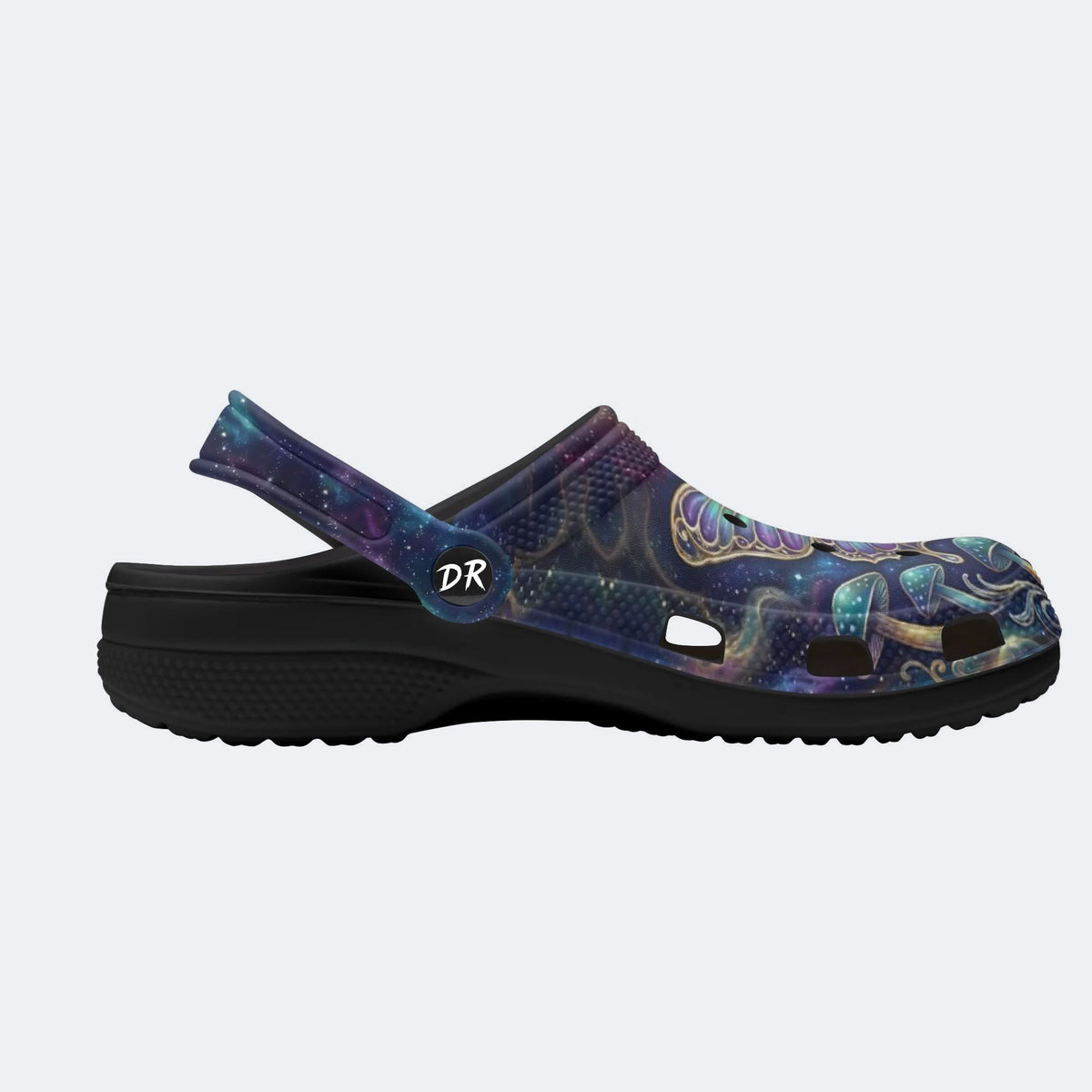 Psychedelic Butterfly Mushroom Print Clogs