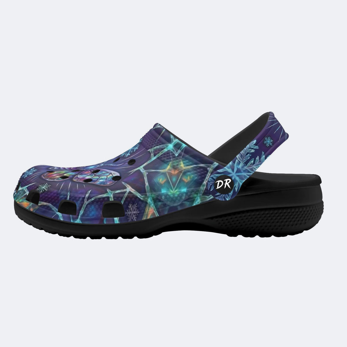 Ice Crystal Light Moth Print Clogs