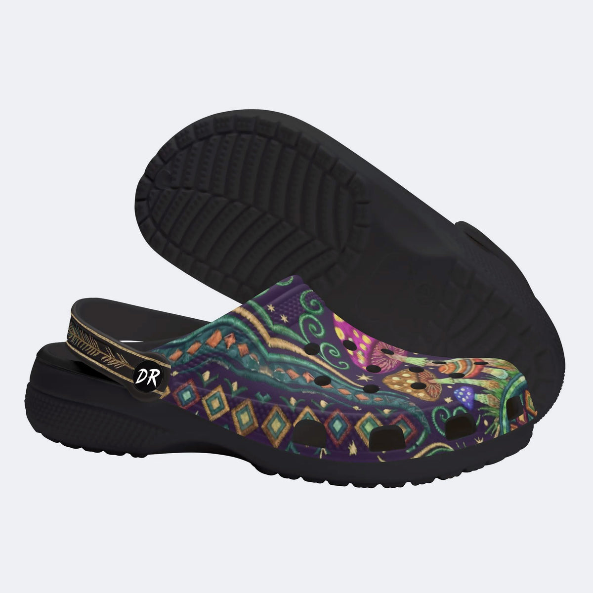 Mysterious Mushroom Forest Print Fleece-Lined Clogs