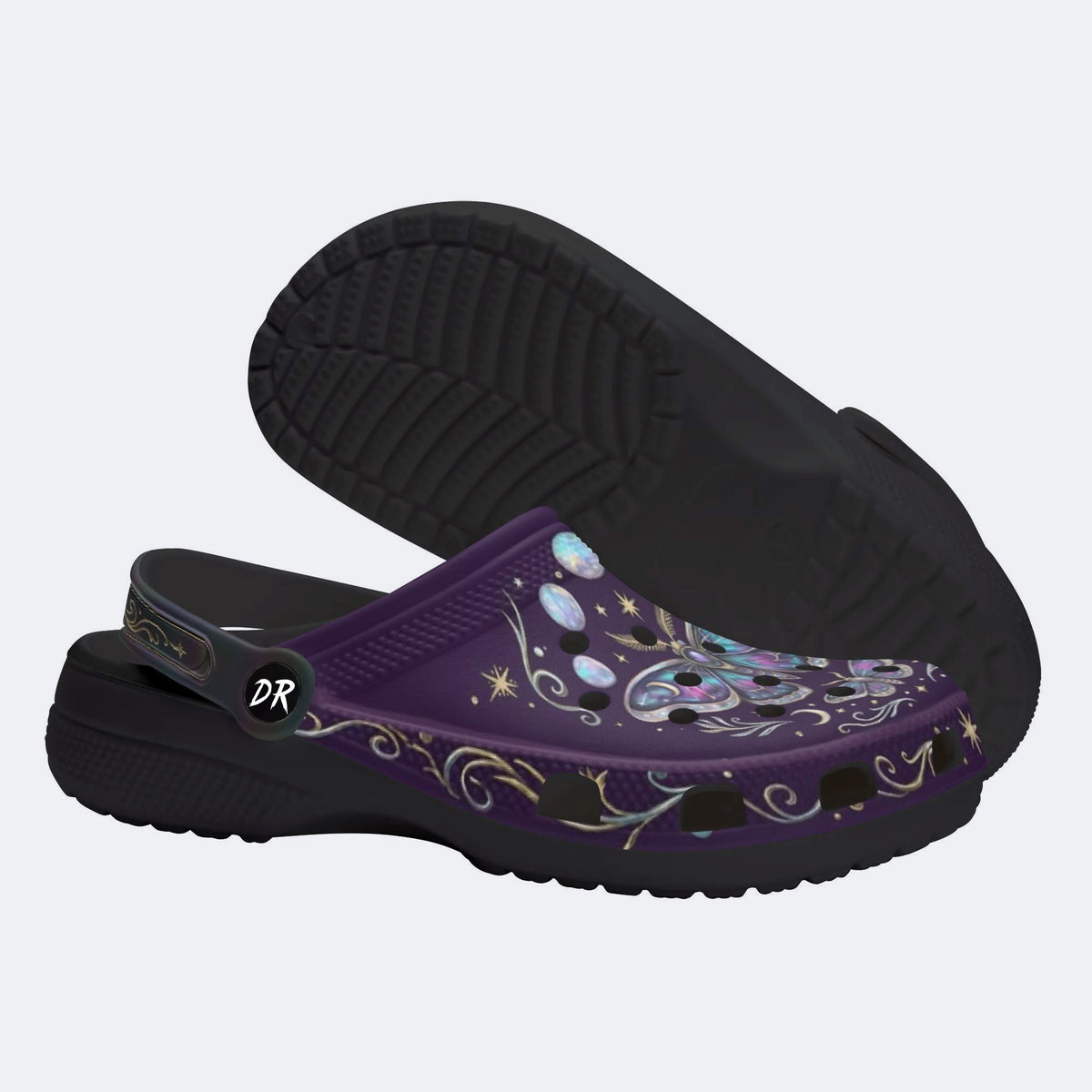 Mystic Aurora Moth Print Clogs