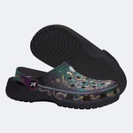 Jewel Moth Vintage Wreath Print Clogs
