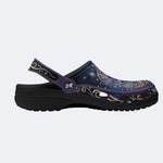 Jewel Moth Vintage Wreath Print Clogs