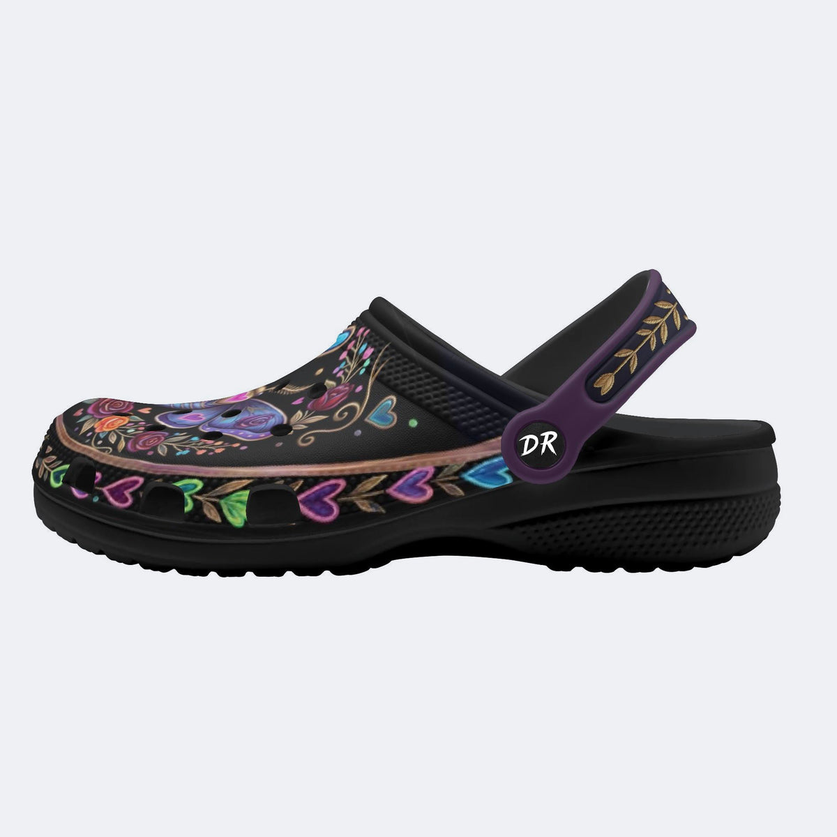 Psychedelic Moth Vintage Wreath Print Fleece-Lined Clogs