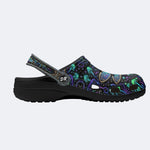 Psychedelic Jeweled Dragonfly Print Fleece-Lined Clogs
