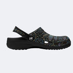 Vintage Dragonfly Print Fleece-Lined Clogs