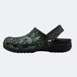 Dragonfly Forest Print Fleece-Lined Clogs