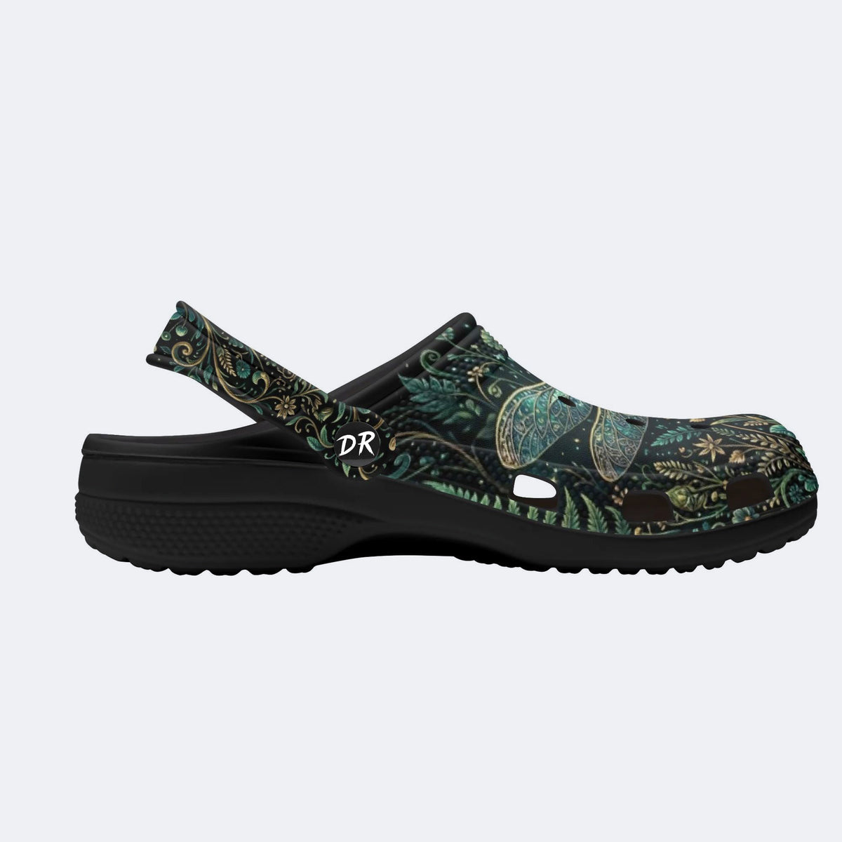 Dragonfly Forest Print Fleece-Lined Clogs