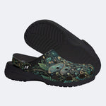 Dragonfly Forest Print Fleece-Lined Clogs
