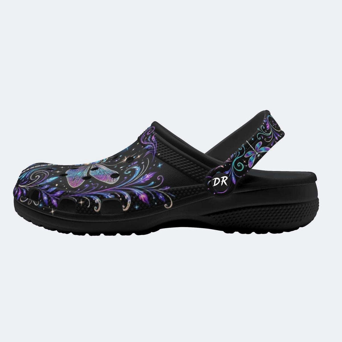 Psychedelic dragonfly Print Fleece-Lined Clogs