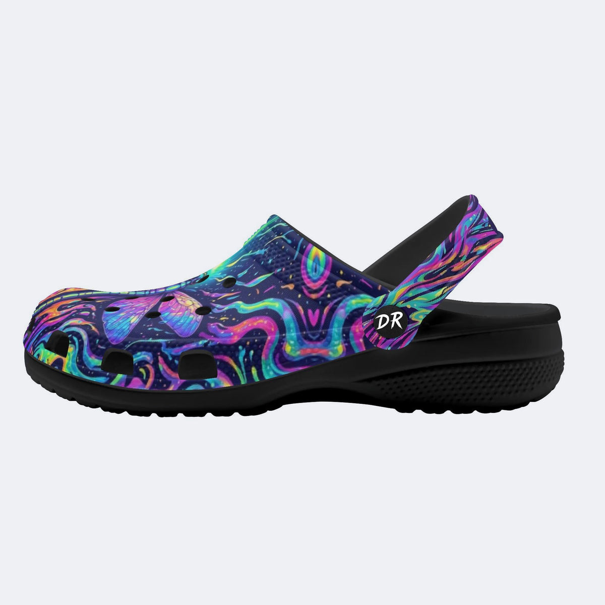 Psychedelic dragonfly Print Fleece-Lined Clogs