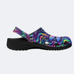 Psychedelic dragonfly Print Fleece-Lined Clogs