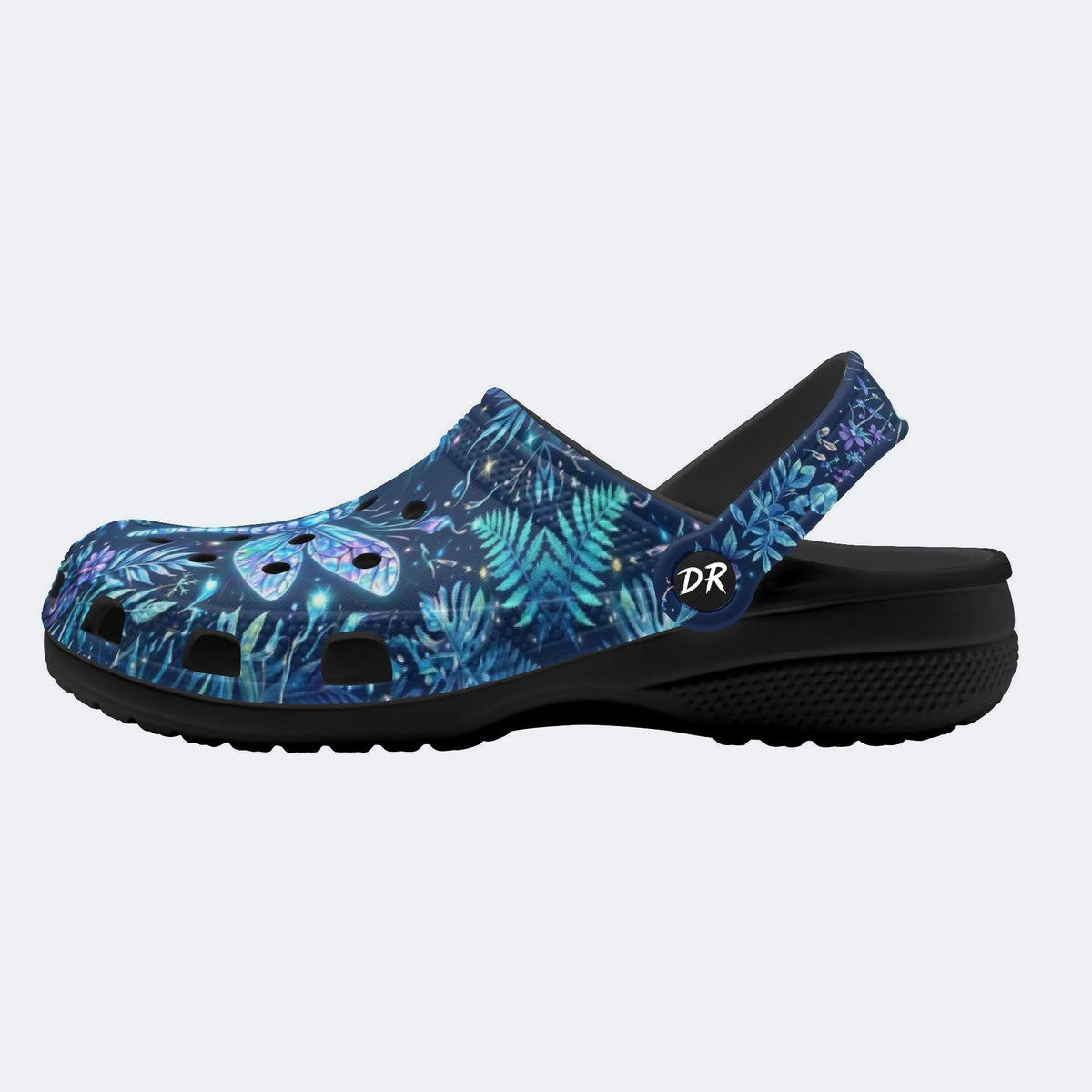 Ice Crystal Light Dragonfly Print Clogs