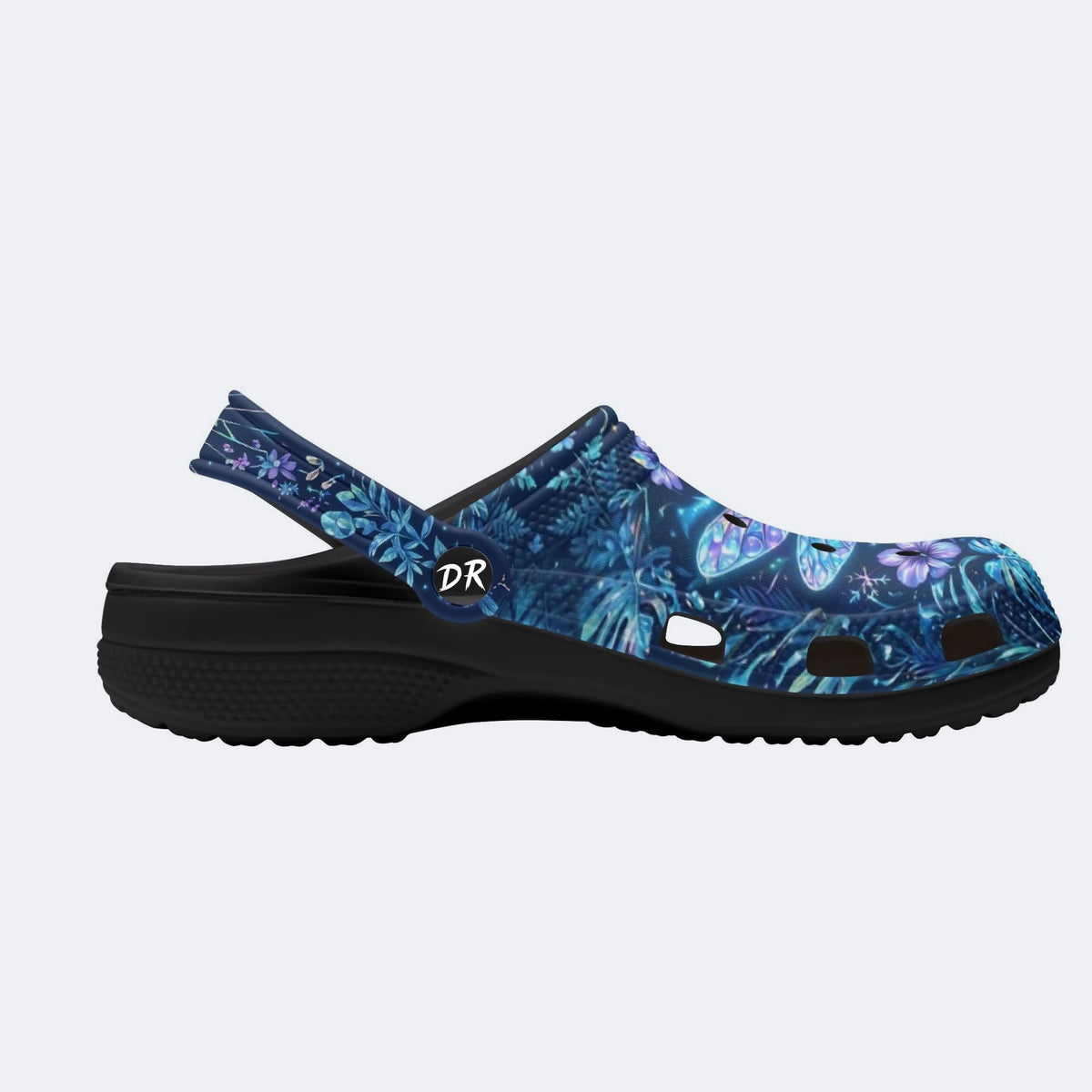Ice Crystal Light Dragonfly Print Clogs