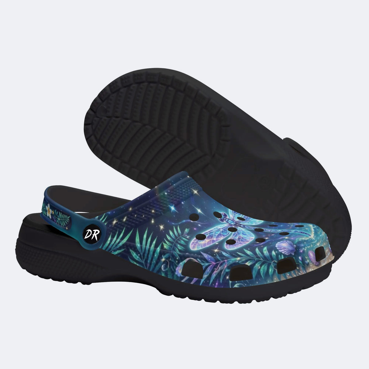 Fantasy Dragonfly Print Fleece-Lined Clogs