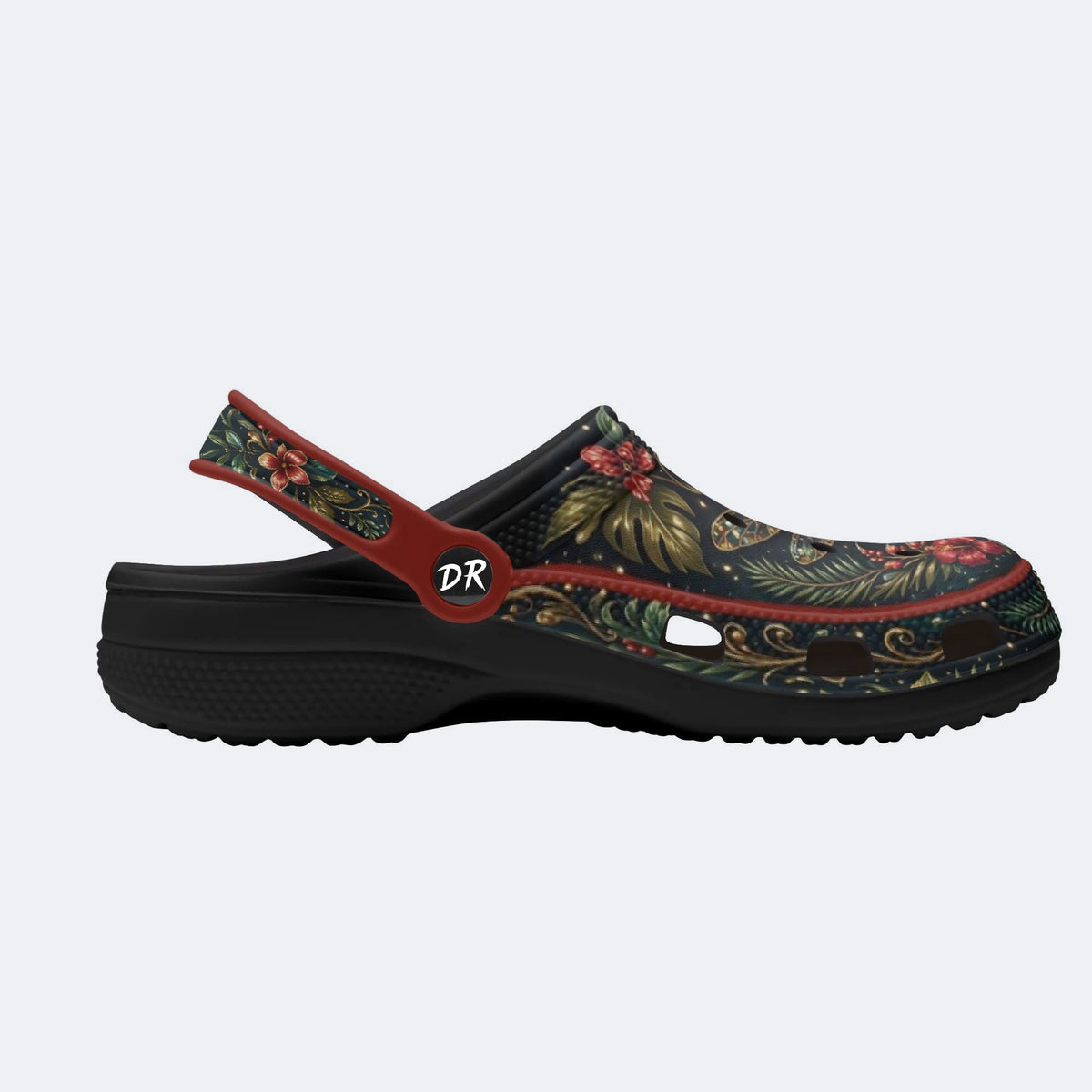 Jewel Dragonfly Wreath Print Fleece-Lined Clogs