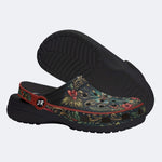 Jewel Dragonfly Wreath Print Fleece-Lined Clogs
