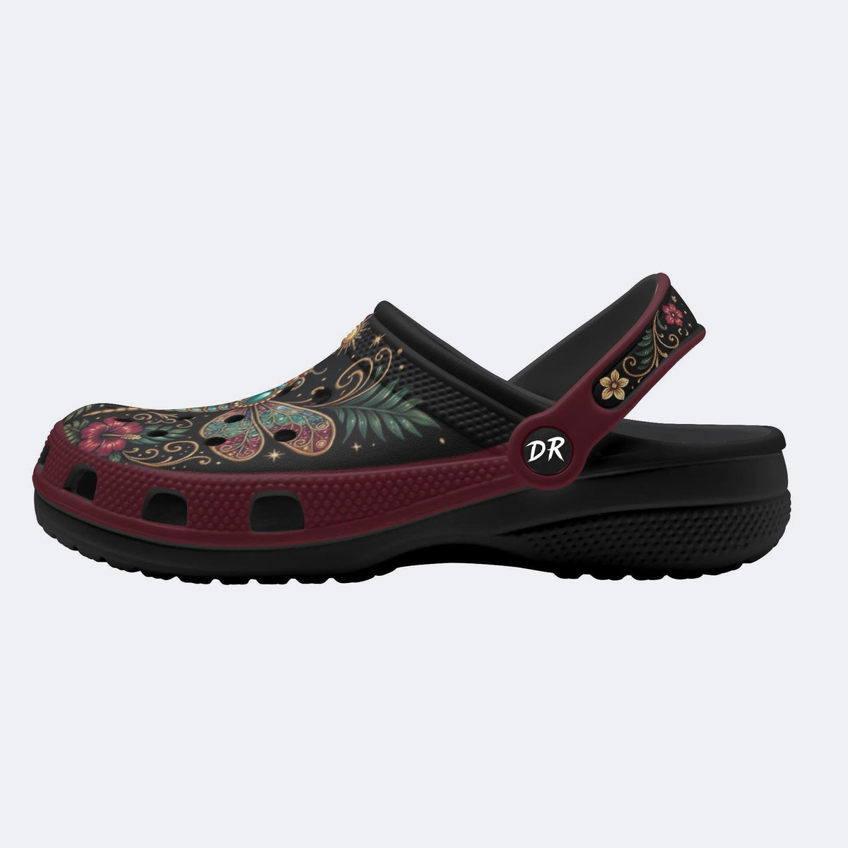 Jewel Dragonfly Flora Print Clogs