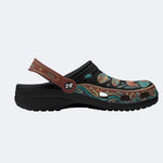 Vintage Dragonfly Flowers Print Fleece-Lined Clogs