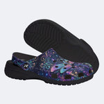 Psychedelic Mushroom Dragonfly Print Fleece-Lined Clogs