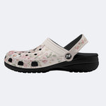 Pastel Kitten Floral Print Fleece-Lined Clogs
