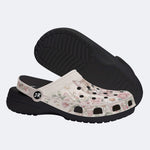 Pastel Kitten Floral Print Fleece-Lined Clogs
