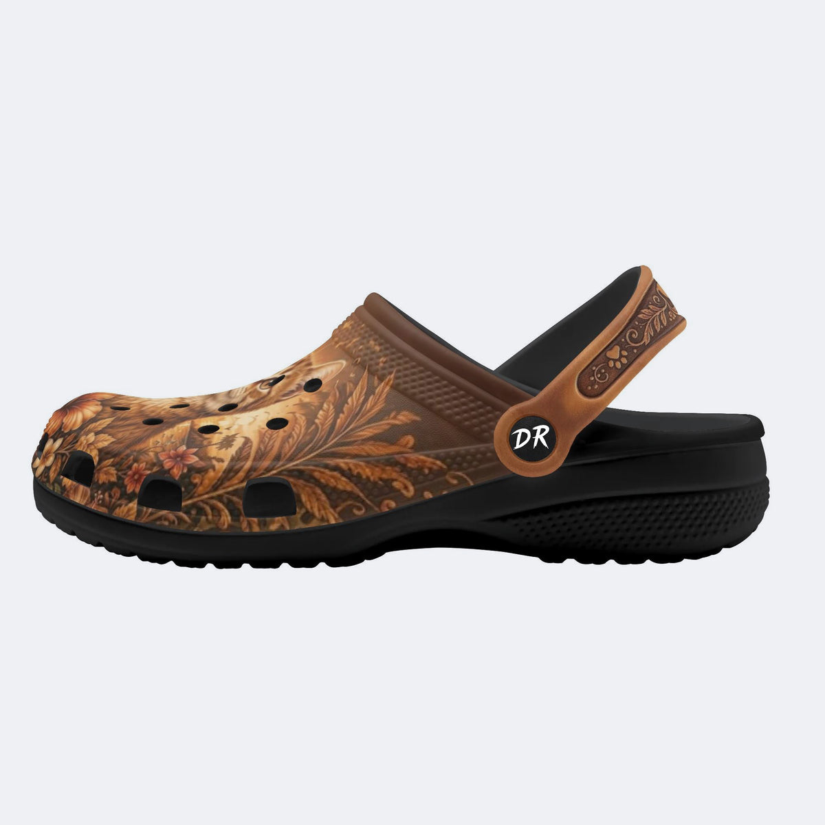 Tropical Ginger Cat Print Clogs
