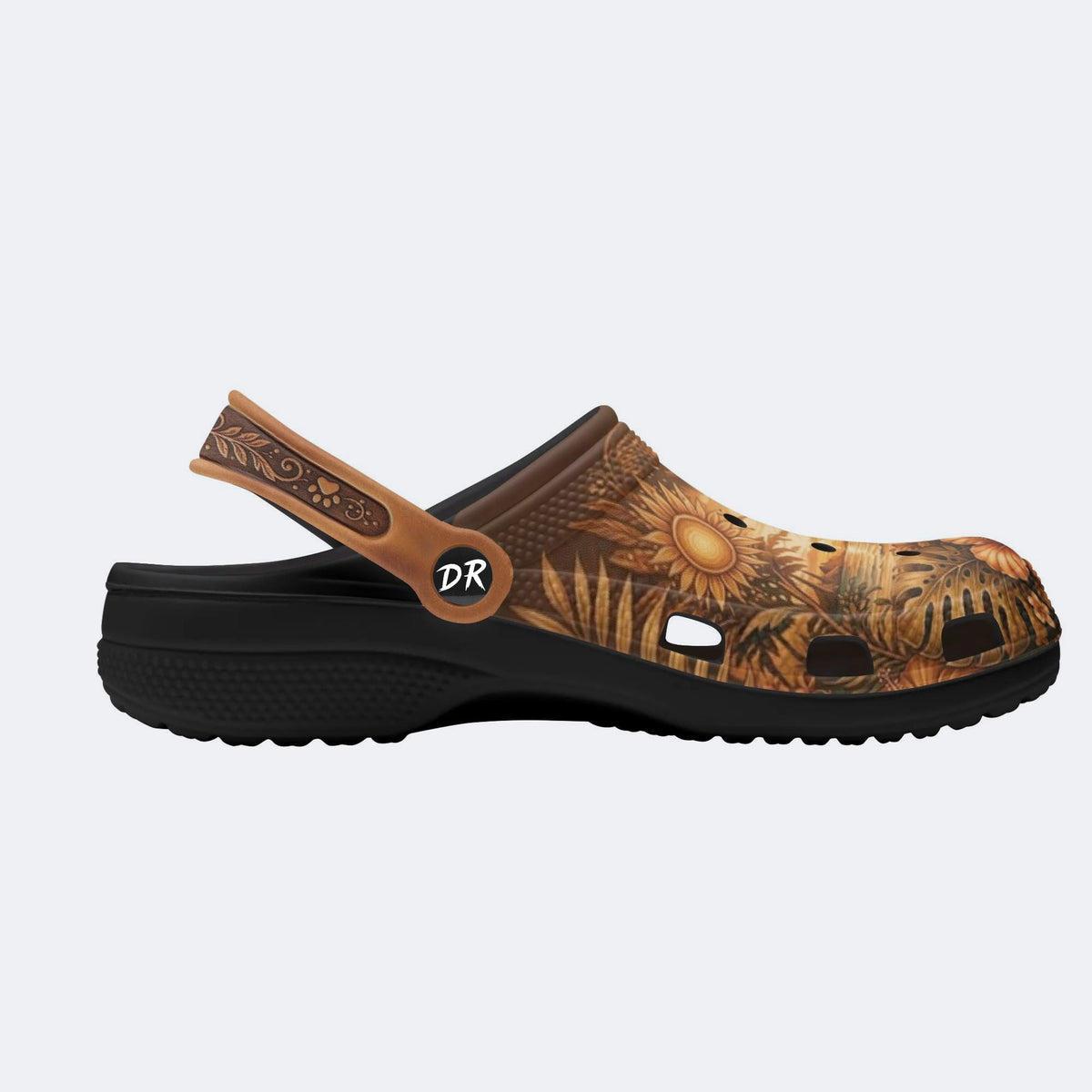 Tropical Ginger Cat Print Clogs