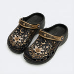 Ornate Celestial Floral Print Fleece-Lined Clogs