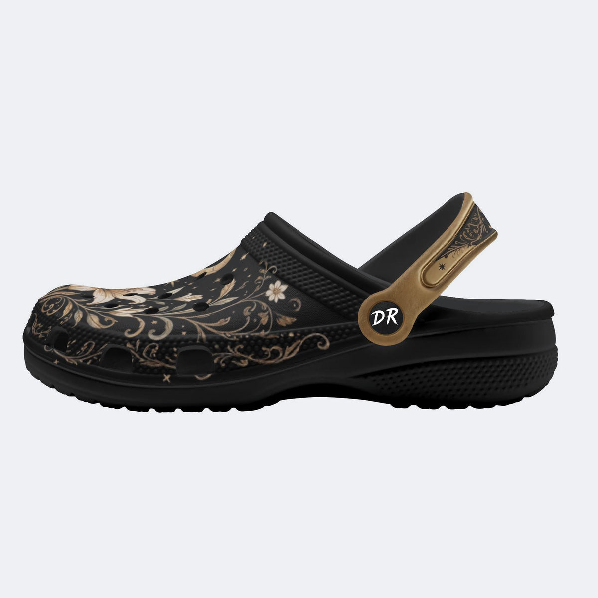 Ornate Celestial Floral Print Fleece-Lined Clogs