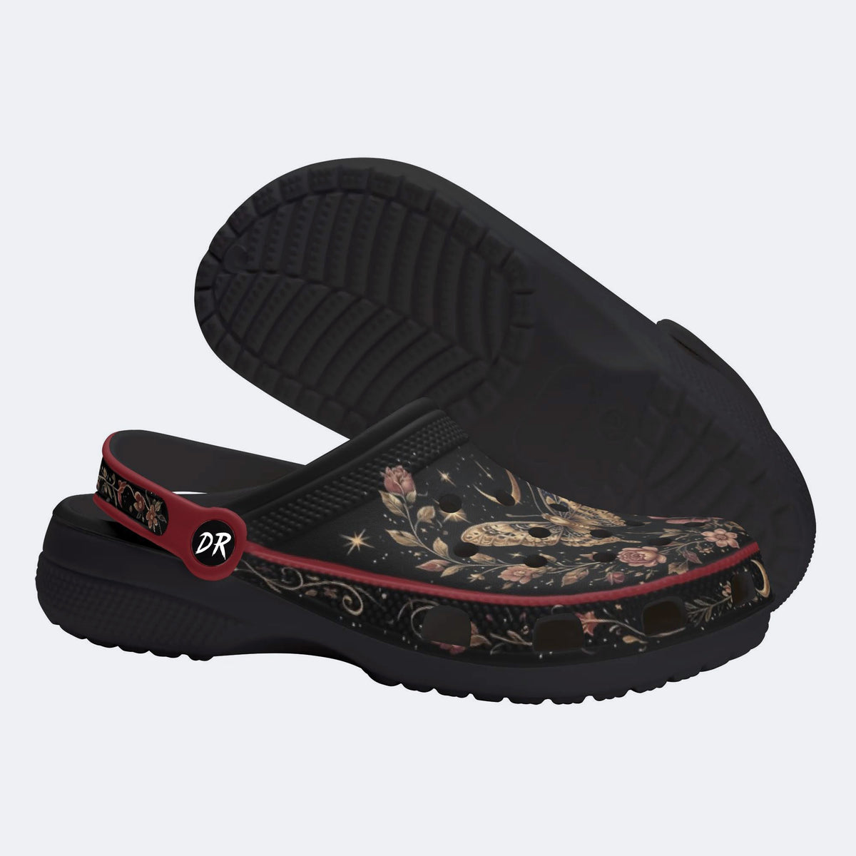 Celestial Floral Butterfly Print Clogs