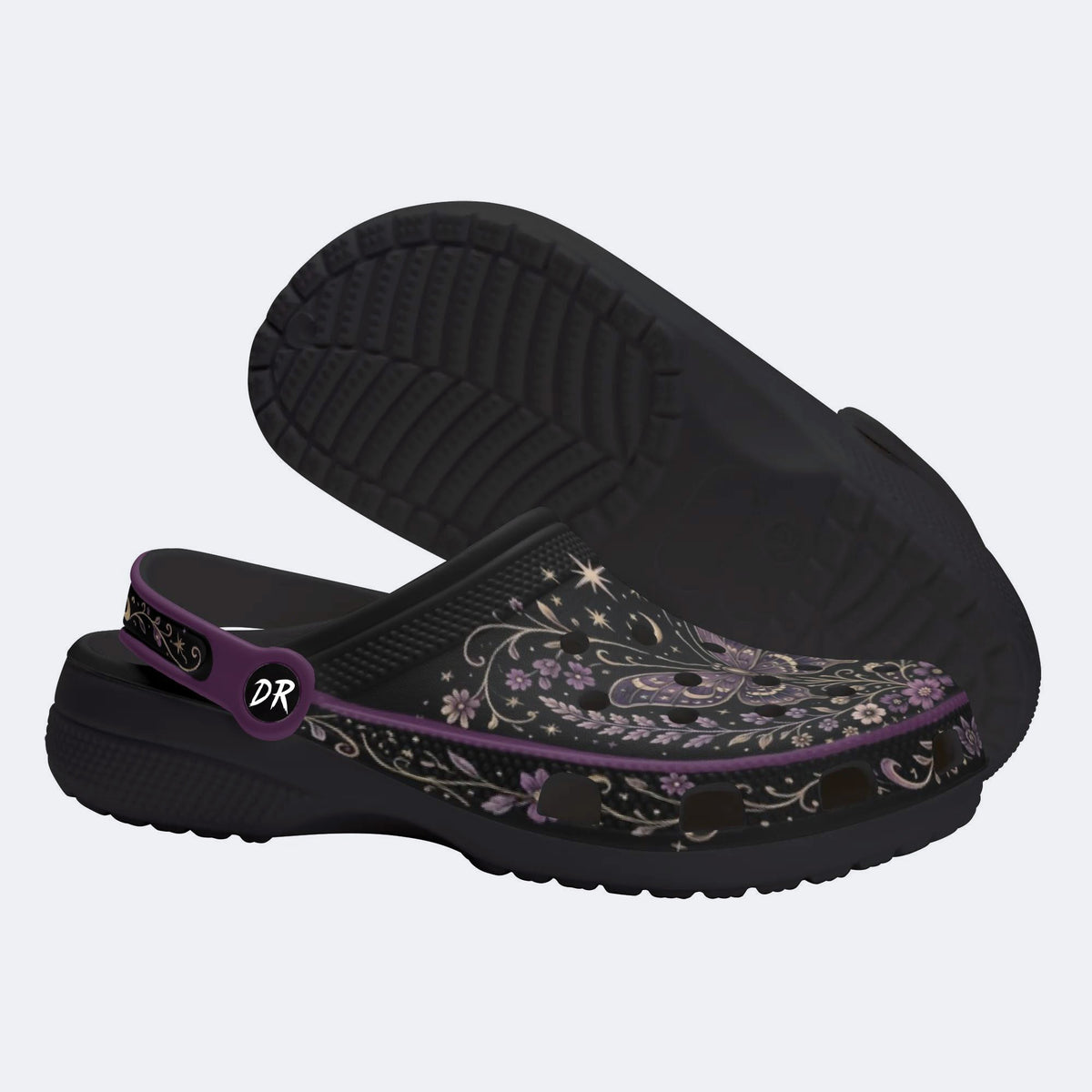 Celestial Floral Butterfly Print Clogs