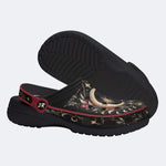 Celestial Crescent Moon Floral Print Fleece-Lined Clogs