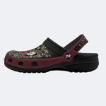 Ornate Burgundy Floral Print Clogs