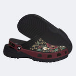 Ornate Burgundy Floral Print Clogs