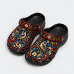 Ornate Bird Motif Decorative Print Clogs