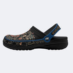 Ornate Floral Heart Print Fleece-Lined Clogs